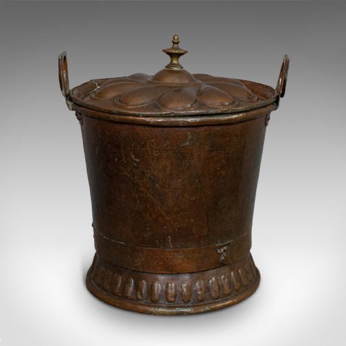 fig 1. Antique Coal Box, French, Art Nouveaux, Fireside, Bucket, 20th Century, C.1920