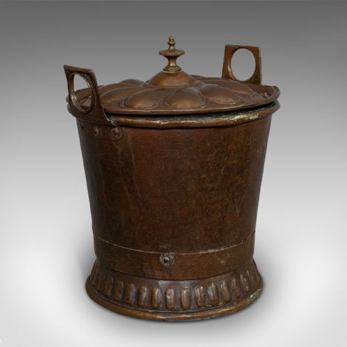 fig 2. Antique Coal Box, French, Art Nouveaux, Fireside, Bucket, 20th Century, C.1920