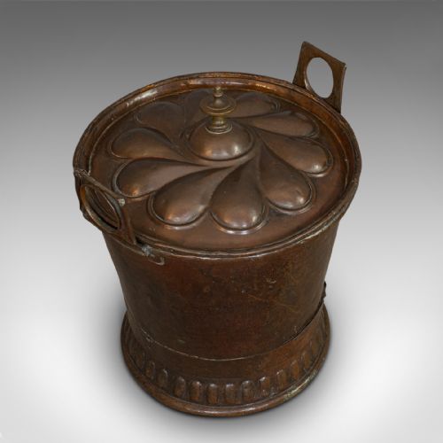 fig 3. Antique Coal Box, French, Art Nouveaux, Fireside, Bucket, 20th Century, C.1920