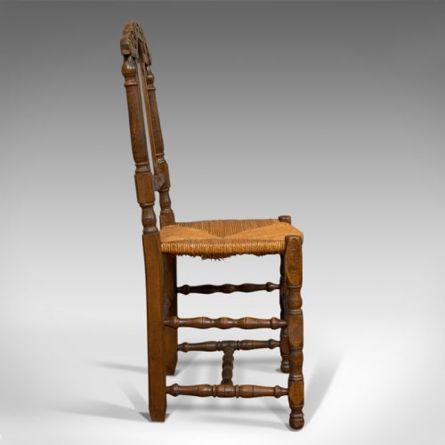 fig 3. Set of 6 Antique Dining Chairs, French, Beech, Country Kitchen Suite, Circa 1900