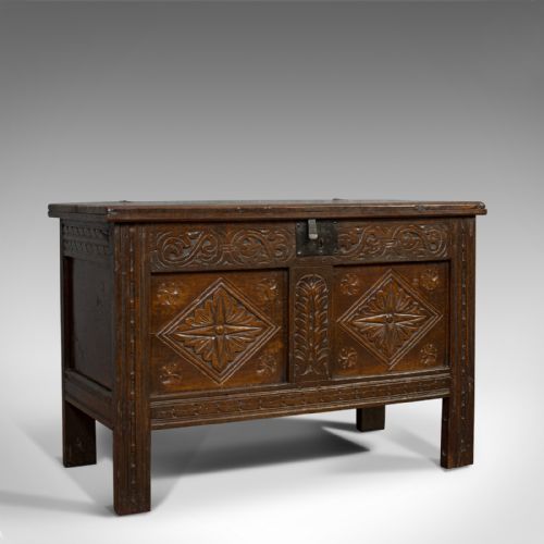 Compact Antique Coffer, English, Oak, Chest, Trunk, Early Georgian, Circa 1720