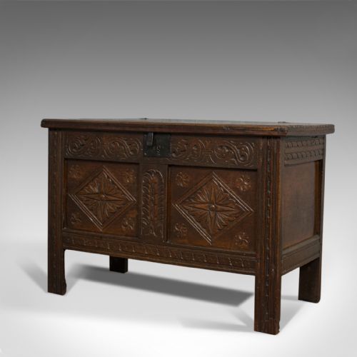fig 4. Compact Antique Coffer, English, Oak, Chest, Trunk, Early Georgian, Circa 1720