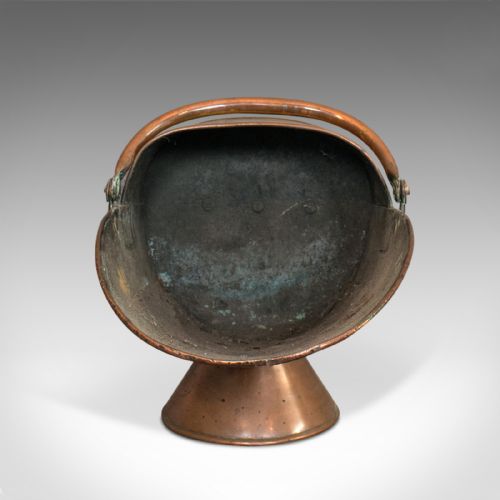 fig 2. Antique Coal Scuttle, English, Copper, Fireside, Coal, Log Bucket, Circa 1890