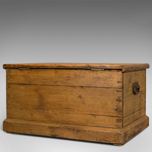 fig 5. Antique Shipwright's Tool Chest, English, Pine, Merchant's, Trunk, Circa 1870