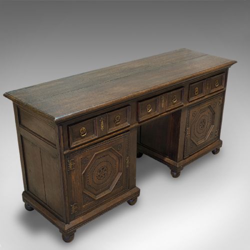 fig 5. Antique Pedestal Desk, English, Oak, Georgian, 18th Century, C.1800