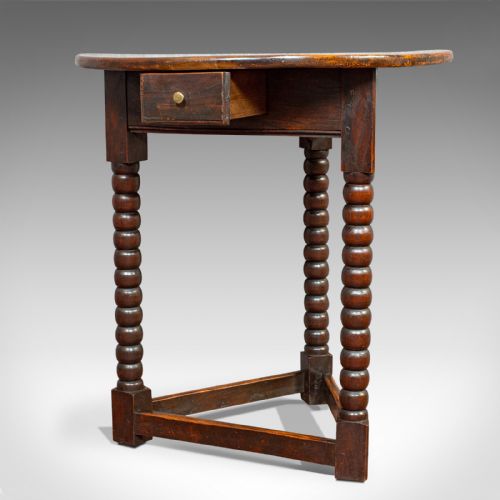Antique Cricket Table, English, Elm, Lamp, Side, Victorian, Circa 1890