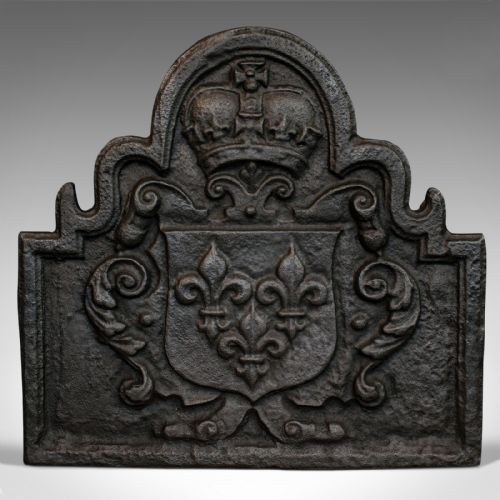 Antique Fire Back, English, Cast Iron, Fireplace, Reflector, Victorian, 1880
