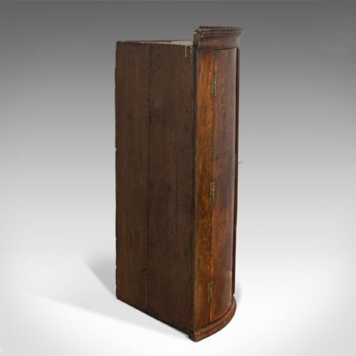 fig 3. Antique Corner Cupboard, English, Oak, Bow Front, Hanging Cabinet, Georgian