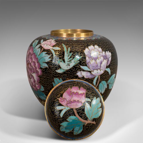 fig 1. Antique Ginger Jar, Oriental, Cloisonne, Decorative, Spice Urn, Victorian, 1900