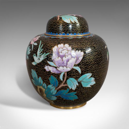 fig 2. Antique Ginger Jar, Oriental, Cloisonne, Decorative, Spice Urn, Victorian, 1900