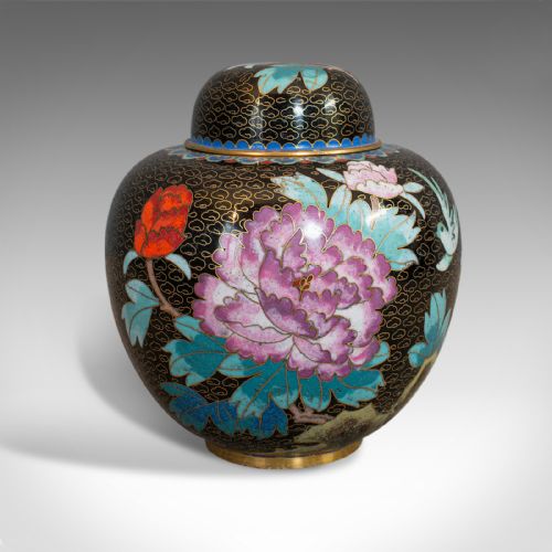 fig 3. Antique Ginger Jar, Oriental, Cloisonne, Decorative, Spice Urn, Victorian, 1900