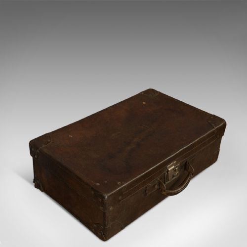 Antique Officer's Case, English, Leather, Travel, Suitcase, Luggage, C.1920
