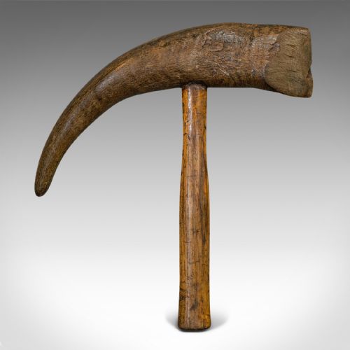Antique Horn Ice Pick, Nordic, Goat, Oak, Display, Axe, Survival, Tool, 1850
