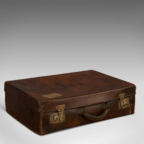 Antique Salesman's Case, English, Leather, Travel Suitcase, Edwardian, C.1910
