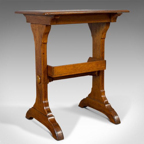 Antique Craft Table, English, Golden Oak, Side, Writing, Victorian, Circa 1880
