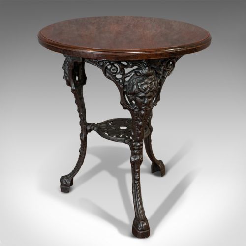 Antique Britannia Table, English, Cast Iron, Beech, Outdoor, Garden, Circa 1900
