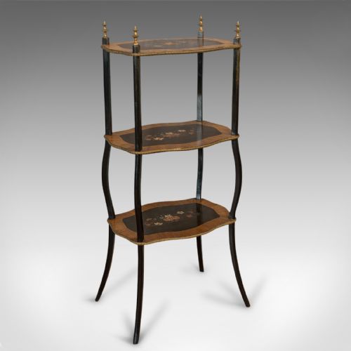 Antique Etagere, French, Mahogany, 3 Tier, Plant, Stand, Whatnot, Victorian
