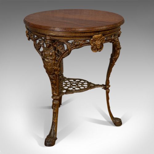 Antique Britannia Table, English, Mahogany, Outdoor, Game, Biclam Foundry, 1880
