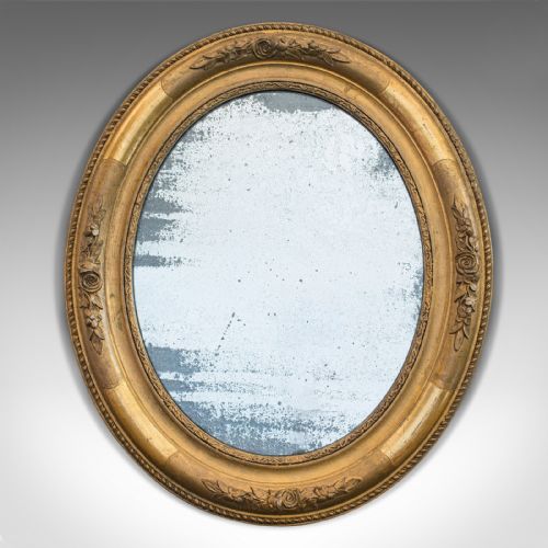 Antique Oval Mirror, English, Gilt Gesso, Mercury Plate, Georgian, Circa 1800
