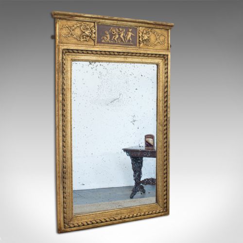 Antique Pier Mirror, English, Gilt Gesso, Hall, Foxing, Regency, Circa 1820
