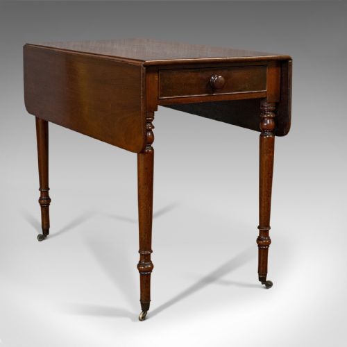 Antique Pembroke Table, English, Mahogany, Drop Leaf, Side, Occasional, Regency
