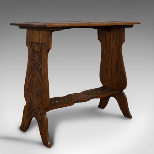 Antique Carved Side Table, Italian, Oak, Occasional, Lamp, Edwardian, Circa 1910
