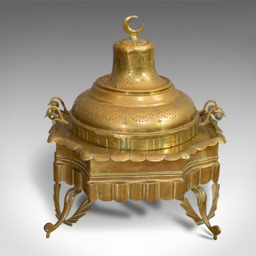 fig 2. Large Antique Islamic Fire Pit, Arabic, Brass, Ceremonial Brazier, Circa 1900