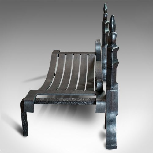fig 3. Antique Fireplace Set, English, Fire Grate, Andirons, Art Nouveau, Victorian