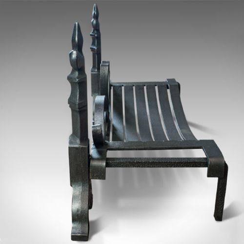 fig 4. Antique Fireplace Set, English, Fire Grate, Andirons, Art Nouveau, Victorian