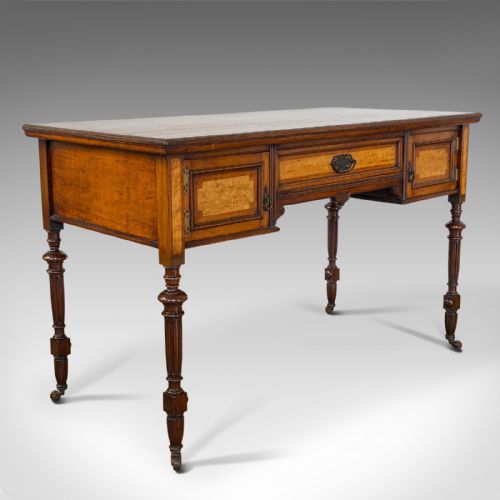 Antique Writing Desk, English, Walnut, Table, James Shoolbred, Victorian, 1880
