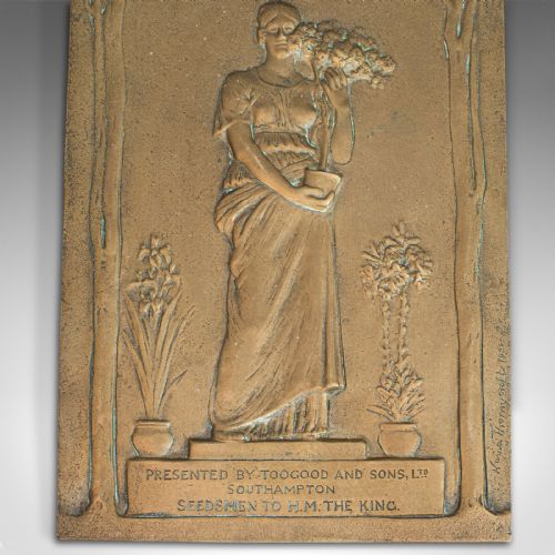 fig 1. Antique Horticultural Prize Plaque, Bronze, Hamo Thornycroft, Toogood, 1920