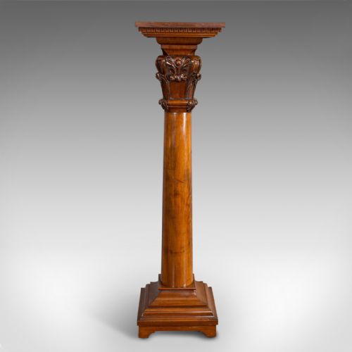 fig 1. Tall Antique Display Pedestal, English, Mahogany, Torchere, Plant Stand, Regency