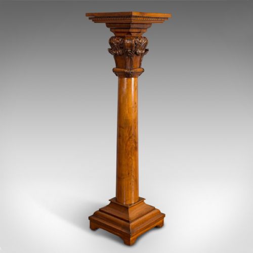 fig 2. Tall Antique Display Pedestal, English, Mahogany, Torchere, Plant Stand, Regency