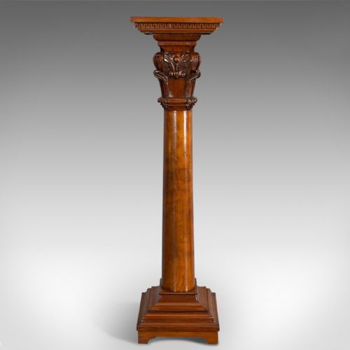 fig 3. Tall Antique Display Pedestal, English, Mahogany, Torchere, Plant Stand, Regency