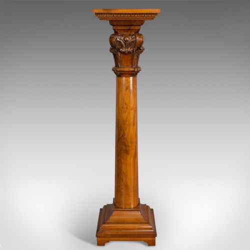 fig 4. Tall Antique Display Pedestal, English, Mahogany, Torchere, Plant Stand, Regency