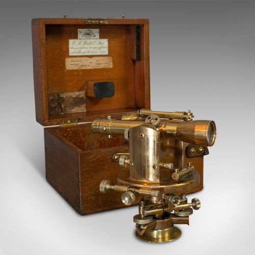 fig 1. Antique Theodolite, English, Bronze, Brass, Scientific Instrument, Desk Ornament