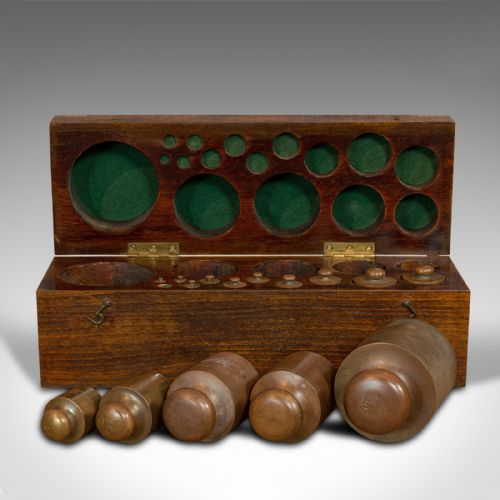 fig 1. Antique Set of Weights, French, Bronze, Scientific, Apothecary, Assay, C.1900