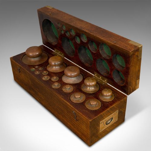 fig 5. Antique Set of Weights, French, Bronze, Scientific, Apothecary, Assay, C.1900