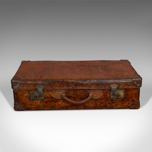 fig 2. Antique Travel Suitcase, English, Leather, Gentlemans Case, Edwardian, C.1910