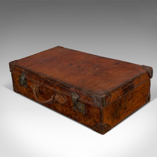 fig 4. Antique Travel Suitcase, English, Leather, Gentlemans Case, Edwardian, C.1910