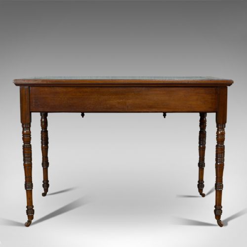 fig 2. Antique Writing Desk, English, Mahogany, Leather, Side Table, Edwardian, C.1910