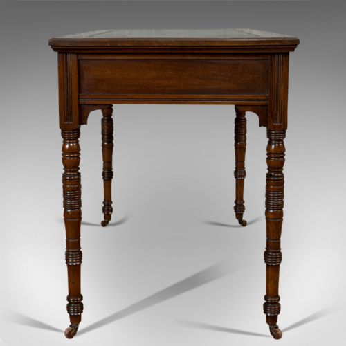 fig 4. Antique Writing Desk, English, Mahogany, Leather, Side Table, Edwardian, C.1910