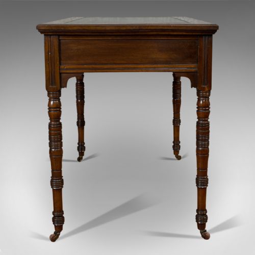 fig 5. Antique Writing Desk, English, Mahogany, Leather, Side Table, Edwardian, C.1910