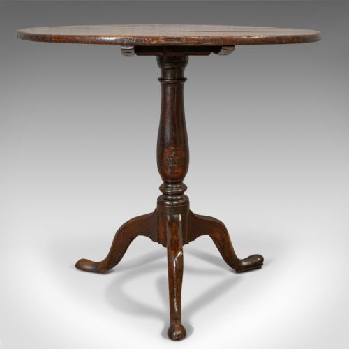 fig 1. Antique Circular Table, English, Oak, Folding, Side, Occasional, Georgian, 1780