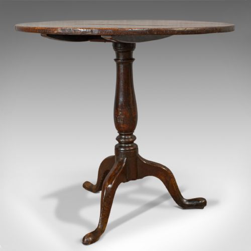 fig 3. Antique Circular Table, English, Oak, Folding, Side, Occasional, Georgian, 1780