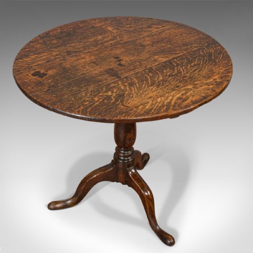 fig 4. Antique Circular Table, English, Oak, Folding, Side, Occasional, Georgian, 1780