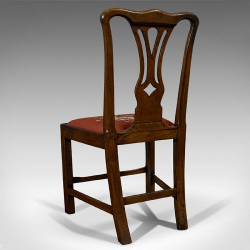 fig 3. Antique Set of 4 Dining Chairs, Oak, Country House, Chippendale Style, Georgian