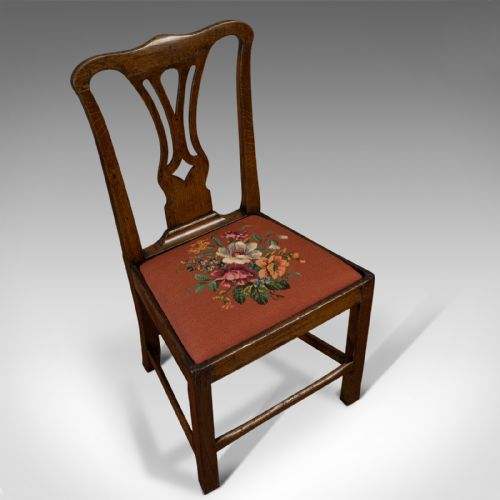 fig 4. Antique Set of 4 Dining Chairs, Oak, Country House, Chippendale Style, Georgian