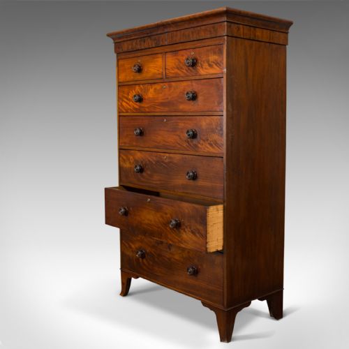 fig 2. Antique Tallboy, English, Flame Mahogany, Tall Chest of Drawers, Victorian, 1850