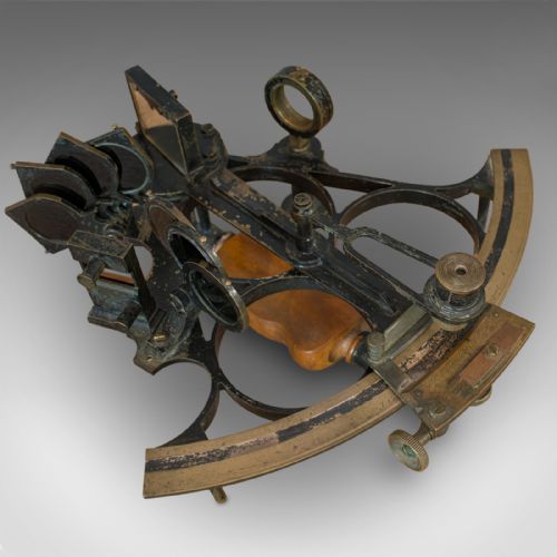 fig 4. Antique Maritime Sextant, Brass, Admiralty, Naval, Instrument, Victorian, C.1900
